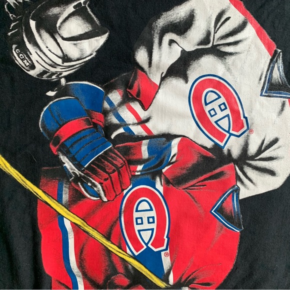 Men's Large Montreal Canadians Black T-Shirt Nutmeg Mills NHL XL - Picture 6 of 11